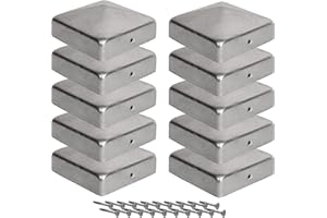 10 Pfostenkappen 7x7 cm - 70x70 mm, Zaunpfosten Metall/Zaunpfosten verzinkt, Pyramiden Form - Pfostenabdeckung/Zaunpfosten Kappen für Holzpfosten/Abdeckkappen für Zaunpfosten mit Schrauben