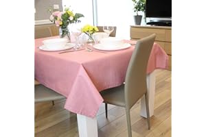CASAVIVA Tovaglia rettangolare in cotone effetto lino 140 x 180 cm 6 posti tovaglia tavola Rosa a tinta unita, 100% Made in Italy, moderna, elegante, Per feste e banchetti, Copritavolo rettangolare