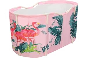 Dhouse Portable Bathtub 120 * 60 * 58cm Non-Inflatable Bathtub Household Freestanding Folding PVC Bath Tub Adult Indoor Spa Soaking Barrel Bathroom Freestanding Bathtubs for Shower (Pink)