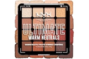 ‎NYX PROFESSIONAL MAKEUP NYX Professional Makeup Lidschattenpalette mit 16 Farbtönen, Intensives und langanhaltendes Finish, Vegane Formel ohne Inhaltsstoffe tierischen Ursprungs, Ultimate Shadow, Farbton: Warm Neutrals