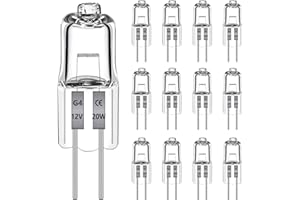 Morotty 12 Pezzi Lampadina G4 12V 20W, Lampadine Dimmerabile 2700K Luce Bianca Calda 240LM, Lampada G4 Per la Sostituzione di Lampadari, Luci di Segnalazione, Illuminazione Della Cucina