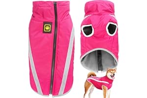 Dolahovy Impermeabile Cane Cappotto Inverno Giacca Calda,Antivento Pet Clothes Cani Cappotti Giacche in Pile Outfit per Cani di piccola taglia Medio Grande Gilet con Harness Hole XL-6XL (Rose, 6XL)