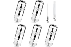 ELLECILA 5 PCS Grease Gun Tips with Grease Gun Needle Nozzle, Grease Gun Coupler - for Milwaukee M18 Cordless 2-Speed Grease Gun, Nozzle Fittings - for Standard 1/8in NPT Grease G