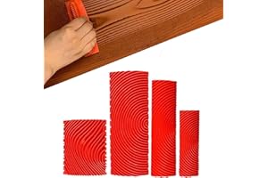 TMRBBESTY Modèles Outil de Peinture Grain Bois,Outil de Grain de Bois en Caoutchouc,Outil à Grain de Bois,Il est utilisé pour les murs de bricolage et le sol est décoré avec un grain d’imitation bois,4 pcs