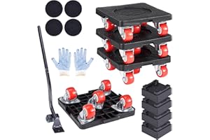 TIUSIXSY 4 Piezas Elevador de Muebles, Kit Transportador de Muebles con 5 Ruedas, Giro de 360°, Capacidad de Carga de 400 kg, Elevador Mover Muebles Pesados para Sofá Closet Refrigerador