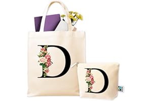 LA FÁBRICA DE INVENTOS Sacs en tissu personnalisés - Tote Bag personnalisé + trousse de toilette - Sac en tissu personnalisé pour femme - Cadeaux personnalisés - Cadeau original femme - Sac de courses réutilisable