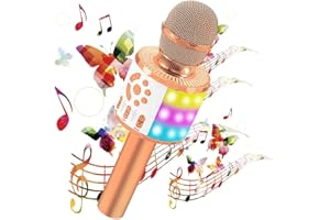 Hayruoy Micro Karaoke,Jouet Fille 3 4 5 6 7 8+ Ans,Micro Enfant pour Chanter Fille,Micro Karaoke sans Fil Bluetooth,Changeur De Voix avec Microphone pour