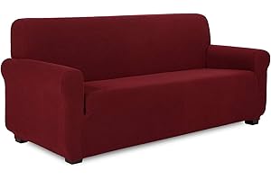 ‎TIANSHU TIANSHU Sofabezug 3 sitzer, Stretch Spandex Couchbezug Sesselbezug Elastischer Antirutsch Stretchhusse Weich Stoff,Jacquard-Stretch-Sofabezug, Schonbezug für Sofa-Sofahalter(Weinrot)