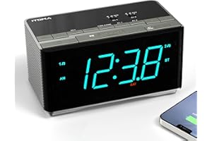 iTOMA Alarm Clock Radio-Bluetooth Stereo Speakers,FM Radio,Dual Alarm,Snooze,Brightness Dimmer,USB Charging, Alarm Clock for Bedroom Office 3501