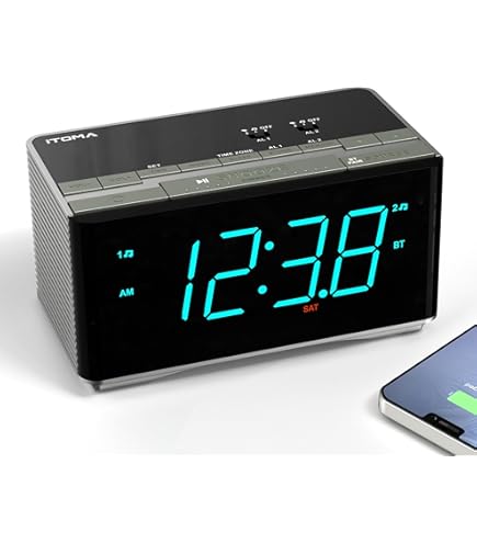 Wekkerradio met Dubbele Draadloze Oplader, FM Radio & Bluetooth Speaker