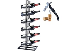 Lendo Online Weinregal für 12 Flaschen - Weinschrank - Weinflaschenhalter - Weinlagerung - Pulverbeschichteter Stahl - Schwarz - Metall - Flaschenregal - Weinständer (31x21x84cm (12 Flaschen))