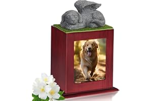 DiDiBirDi urny dla psów, urny dla psów urny dla psów urny dla psów urny dla psów, drewniane urny dla psów z posągiem psa prezent pamiątkowy （25 kg）