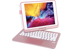Seagtigau Keyboard Case for iPad Air 11 inch (M3/M2, 2025/2024), iPad Pro 11 (4th/3rd/2nd/1st Gen) & iPad Air 5th/4th Gen 10.9"，360° Rotatable Keyboard, Multi Trackpad, 7 Color Backlit (Rose Gold)