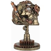 Veronese Design Bronz/Bakır Hazır Steampunk Skull Heykeli &ndash; Gear Zemin