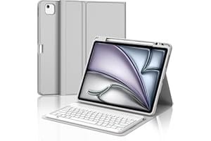 IVEOPPE Tastiera iPad Air 13 (M2 2024/M3 2025), Cover Tastiera Italiano QWERTY Magnetico Staccabile Bluetooth con Portapenna per iPad pro 12.9 3-6 Gen 2022/2021/2020/2018,Grigio Chiaro