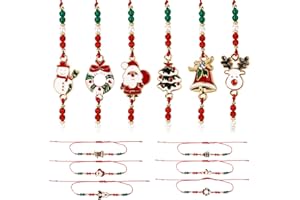 BETESSIN 12pz Braccialetti Natalizi Amicizia Regolabili - Bracciale Natale per Bambini e Donna Con Babbo Natale e Albero - Regalo per Festa e Amica
