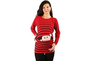 M.M.C. Ciao Ciao - Simpatica graziosa T-Shirt Premaman Manica Lunga per la Gravidanza