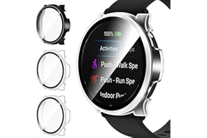ivoler 3 Stück Hard PC Hülle mit Glas Displayschutz für Garmin Vivoactive 5, Vollständige Abdeckung Schutzhülle Ultradünne Kratzfest Schutz Case, 2 Transparent + 1 Schwarz