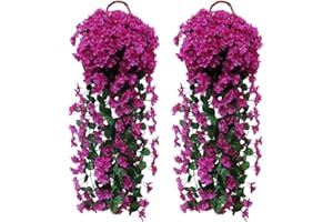 Fycooler Glycine artificielle à suspendre - Guirlande de glycines artificielles à suspendre pour extérieur, maison, mariage, jardin, cour, terrasse, décoration florale - 2 x 90 cm