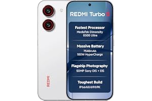 REDMI Turbo 5 (8GB + 256GB) Turbo White | MediaTek Dimensity 8500 Ultra | Mega 7540mAh Battery | 100W HyperCharge | Compact 1