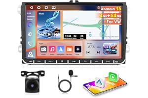 [4G + 64G] Autoradio Motorsi for VW/Seat/Passat/Golf/Polo/Skoda, Android 15.0, Carplay Sans Fil, écran Tactile HD 9'', 2 DIN, Audio stéréo, Avec Android Auto, Bluetooth, GPS, SWC, EQ, FM, RDS et Mic