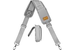 ZINZ Correa de Hombro con Bolsa para teléfono Desmontable y Almohadilla Fija ultragruesa y Dos Cierres de Equilibrio, Correa de Repuesto Universal para portátil, cámara, Bandolera (200cm,Gris)
