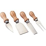 KC BLUE Set di 4 Coltelli da Formaggio, Acciaio Inox, Beige/Argento