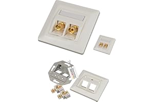 tsnetworks 2x Bananenstecker Lautsprecher Anschlussdose mit Polklemme Keystone Modul vergoldet rot/schwarz, High End Anschlussterminal mit Bananenstecker Buchse für Lautsprecherkabel bis 4 mm²