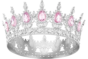 DRESHOW Volle Runde Mädchen Tiara Königin Krone Damen Brautkrone Diadem Kristall Barock Tiara Sparkly Strass Prinzessin Karneval Kopfschmuck für Hochzeit Prom Geburtstag Party