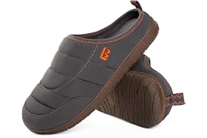 LongBay Men's Two-Tone Slippers Memory Foam Warm Fleece House Shoes Camping Slip On Indoor Outdoor