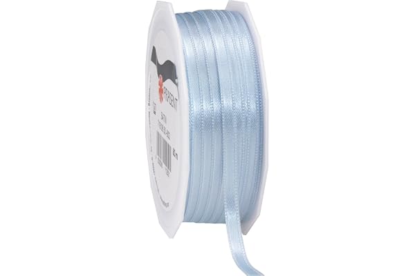 C.E. Pattberg Satin Bleu Clair, Rouleau de 50 m de Ruban Satinée pour Emballage Cadeau, Largeur 6 mm, Accessoire de Décoration et Bricolage, Ruban Décoratif pour Présents, en Toute Occasion