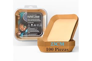 Fishoney Papier Cuisson, Papier Cuisson Feuilles, Papier Cuisson Air Fryer, Papier Sulfurisé, Papier Sulfurisé Carré Jetable Revêtements, Imperméable Résistant à I'huile Papier (23cm)
