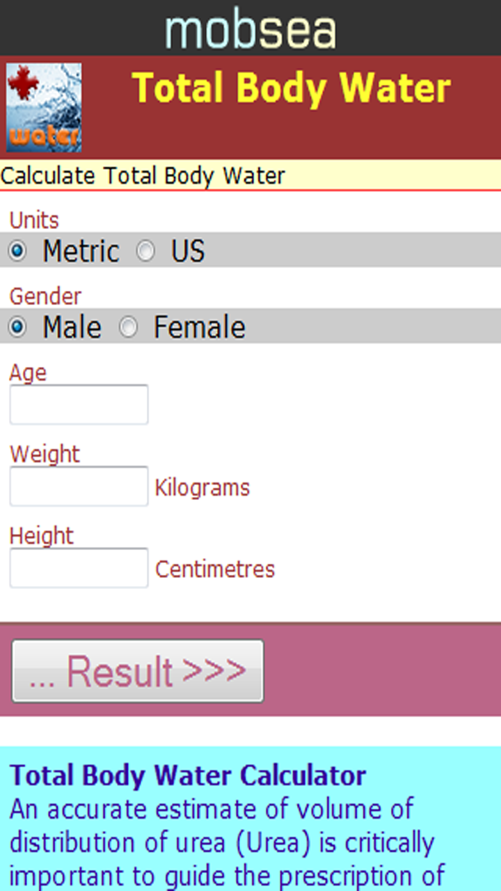 Total Body Water calculator Amazon.co.uk Appstore for Android