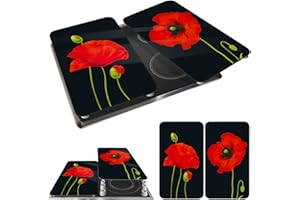 WENKO Coprifornelli Universale Mod Papavero, regolabile in altezza per tutti i tipi di fornelli, tagliere e paraspruzzi, vetro, 30 x 52 cm, 2 pezzi