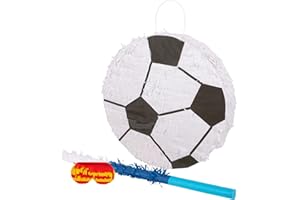 Fax Potato Football Pinata, Blue Buster Stick and Blindfold Set (W43.5 x D10 x H43.5cm) Fill Your Own Kids Large Party Supplies Themed Birthday Fun Decoration Pinata for Kids Parties & Games