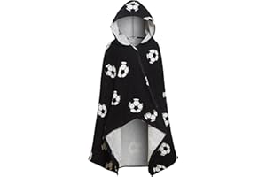Ultimate Kids Boys Football Hooded Poncho Towel Black One Size