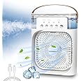 emztxo Misting Fan, Table Fan with 7 Beautiful Colors, Evaporative Fan with Timer, USB Portable Air Conditioner Fan, Air Cooler Desktop Fan, 3 Speeds, Adjustable Head Rotatable for Home Office (White)