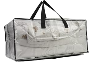 RLXMARTD Extra große 90L Umzugstaschen mit Rucksackgurten (transparent, 1-teilig)