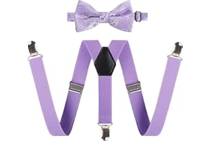 Alizeal Kids Adjustable 3-clip Braces and Pre-tied Novelty Bow Tie