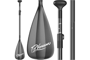 ‎FOWAWU FOWAWU Half Carbon/Aluminium SUP Paddle - 3 Piece Adjustable Stand Up Paddle - Lightweight & Floating Oar for SUP Boards