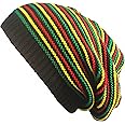 CRAZY LIZARD Rasta Hat for Dreadlocks: Jamaican Beanie Hat, Dreadlock Accessories, Slouchy Beanie for Men & Women, Caribbean Style, Perfect Rasta Gifts Black