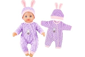 Mezzar Vestiti per Bambole, Costume da Coniglio Viola, Include Una Tutina e Un Cappello, Adatte per Bambole di 35-43 Centimetri (Bambola Non Inclusa)