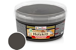 Isolbau - Holz-Spachtelmasse 250g - Spachtel für Außen und Innen - Reparaturmasse - Fertigspachtel - Schnelltrocknend - Ebenholz (Nr. 12)