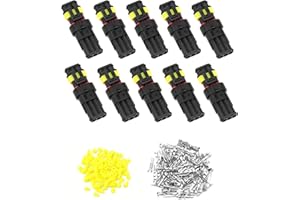 QWORK QWOR 10 Piezas Conector Electrico Impermeable, Conectores Electricos 3 Pines, Conectores Electricos Rapidos, Para Coche, Camión, Motocicleta