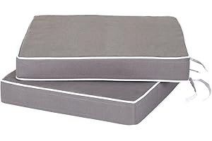Alfresia Garden Seat Pad Cushions – Set of 2 Large Replacement Outdoor Chair Cushions, Luxury Style, Thick Luxury Foam Filling, Polyester Case, Choice of Colours, Quality Guaranteed (Grey)