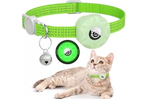 GBOKYN AirTag Collare per Gatti, Collare per Gatti Regolabile Riflettente con Campanello e fibbia di Sicurezza Staccabile, Regolabile 19-32cm per Gattini e Cuccioli - Verde luminoso