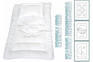 TM Maxx Baby Set Kinder Set Bettdecke U-Kissen Enten Motiv Mikrofaser Farbe Weiß Decke Bettdecke 100x135 cm + U-Kissen 40x60 cm mit Öko-Tex Nachhaltiges Produkt