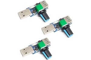 XOCOME USB Lüfter Drehzahlregler, 5W Mini Lüfter Drehzahlregler, DC 5V stufenloser USB Lüfter Drehzahlregler DC 4-12V bis 2,5-8V Regler Drehzahlregler mit Schalter (3PCS)