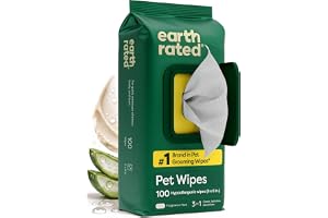 Earth Rated Husdjursservetter för Hundar, Hypoallergena, Rengörande och Återfuktande, för Vård av Tassar, Kropp och Rumpa, Oparfymerade, 100 Antal