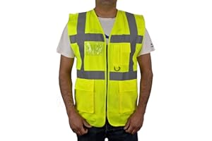 RG CLOTHING Hivis High Visibility Executive Work Safety Zip Vest Pocket Waistcoat Size S-4XL